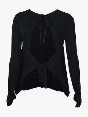 HELMUT LANG Ribbed Tie Back Sweater Black Size Small